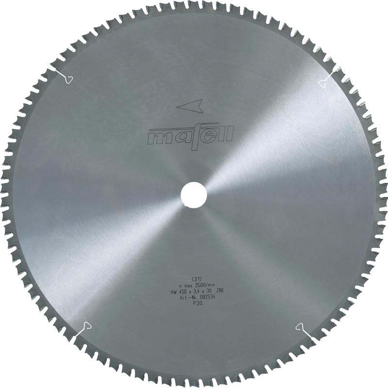 Mafell Savblad-HM; 450 x 3,4/3,0 x 30 mm, Z 86, FZFA/FZFA, til sandwich plader med metalindlæg eller metalbelag