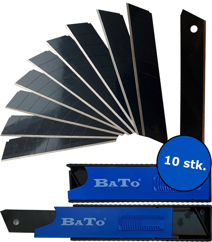 Billede af BATO Knivblade bræk-af 18 mm. Black Finish ultra skarp 10 stk. pk.