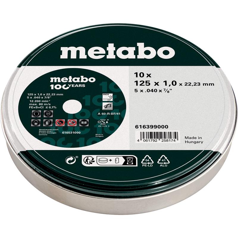 Metabo Skæreskiver SP125X1.0X22.23 MM INOX TF41 10 styks