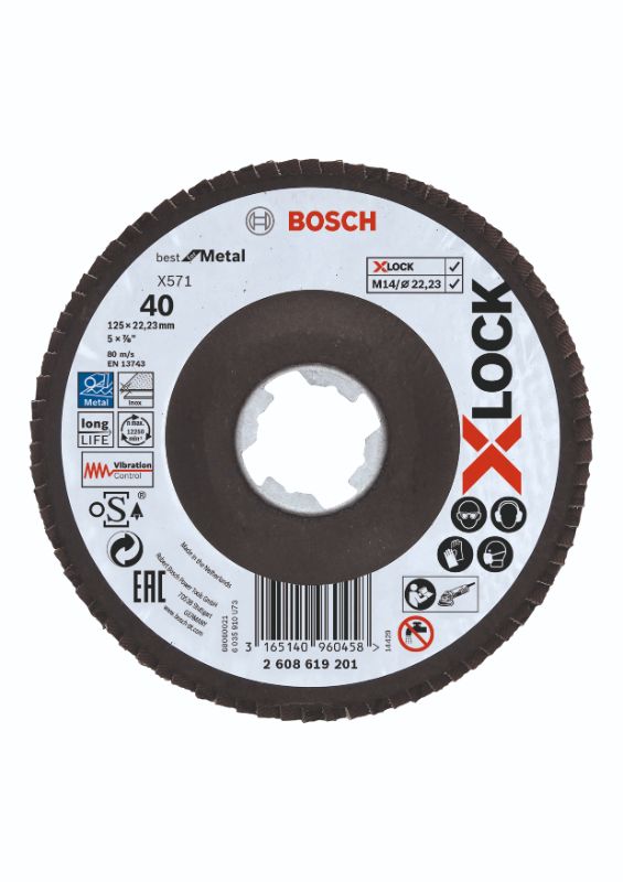 Billede af Bosch X-LOCK X571 Best for Metal-lamelslibeskive skrå 125mm K40