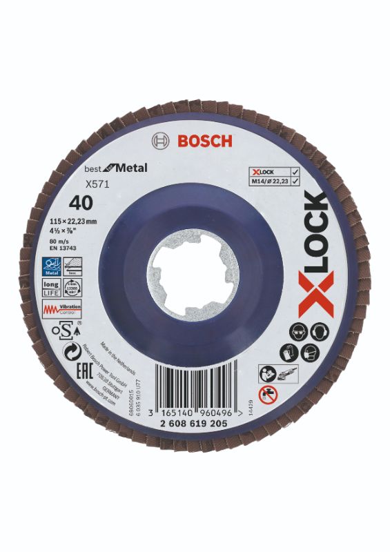 Bosch X-LOCK X571 Best for Metal-lamelslibeskive flad 115mm K40