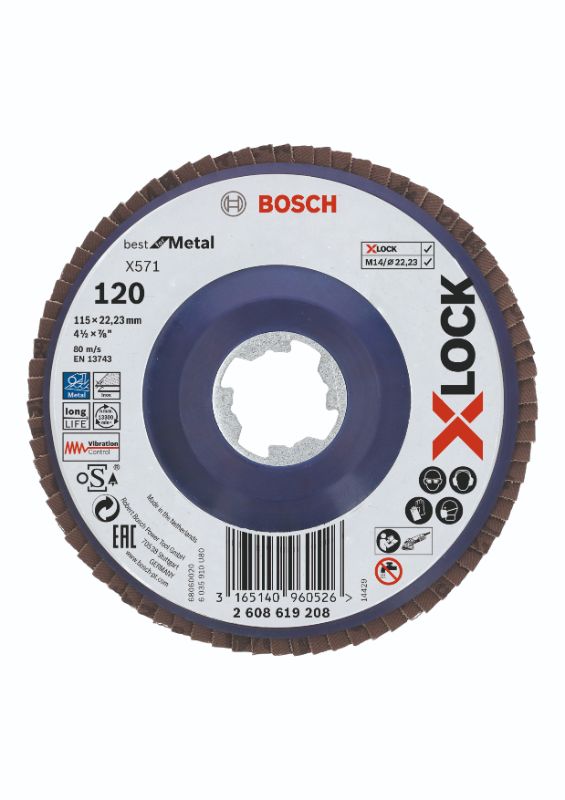 Billede af Bosch X-LOCK X571 Best for Metal-lamelslibeskive flad 115mm K120