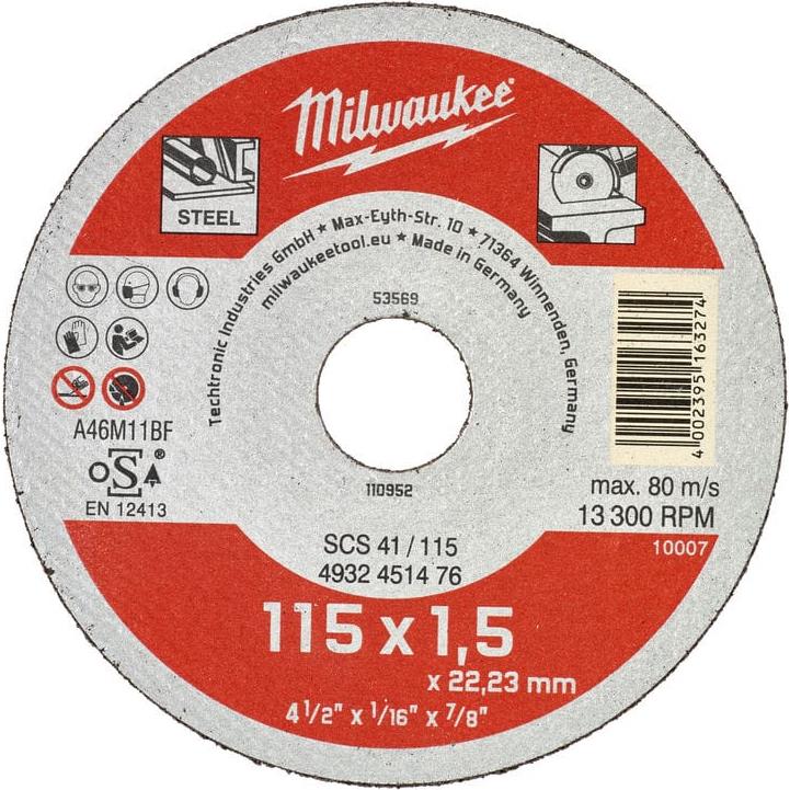 Milwaukee Skæreskive Metal STD 115x1,5mm