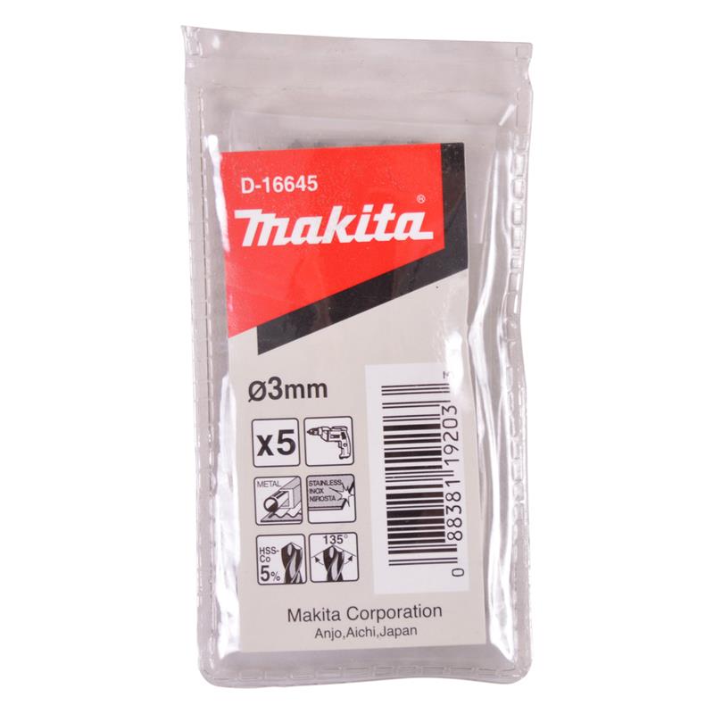 Makita HSS BOR METAL 3,0MM 5ST COBALT D-16645