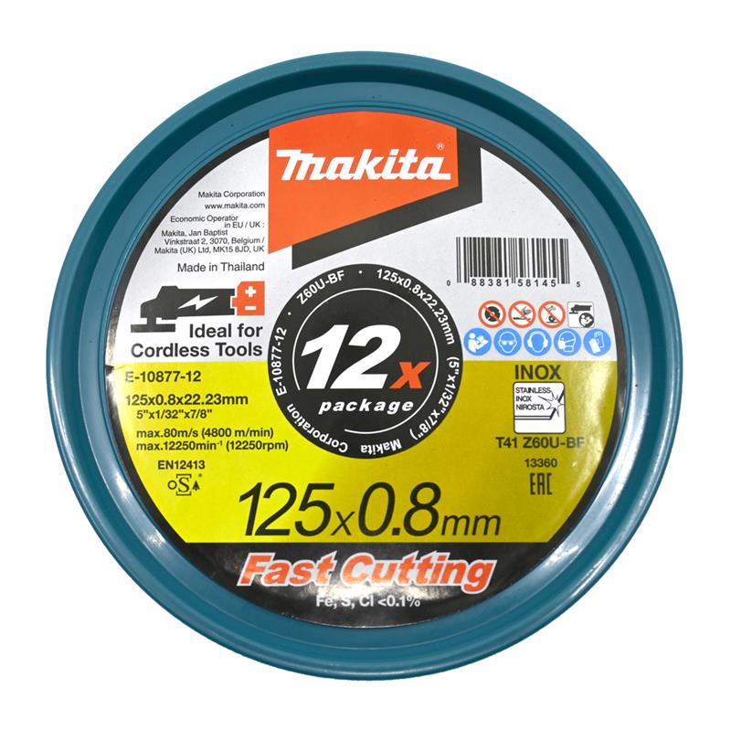 Makita SKÆRESKIVE 125X0,8MM INOX (12 STK) E-10877-12